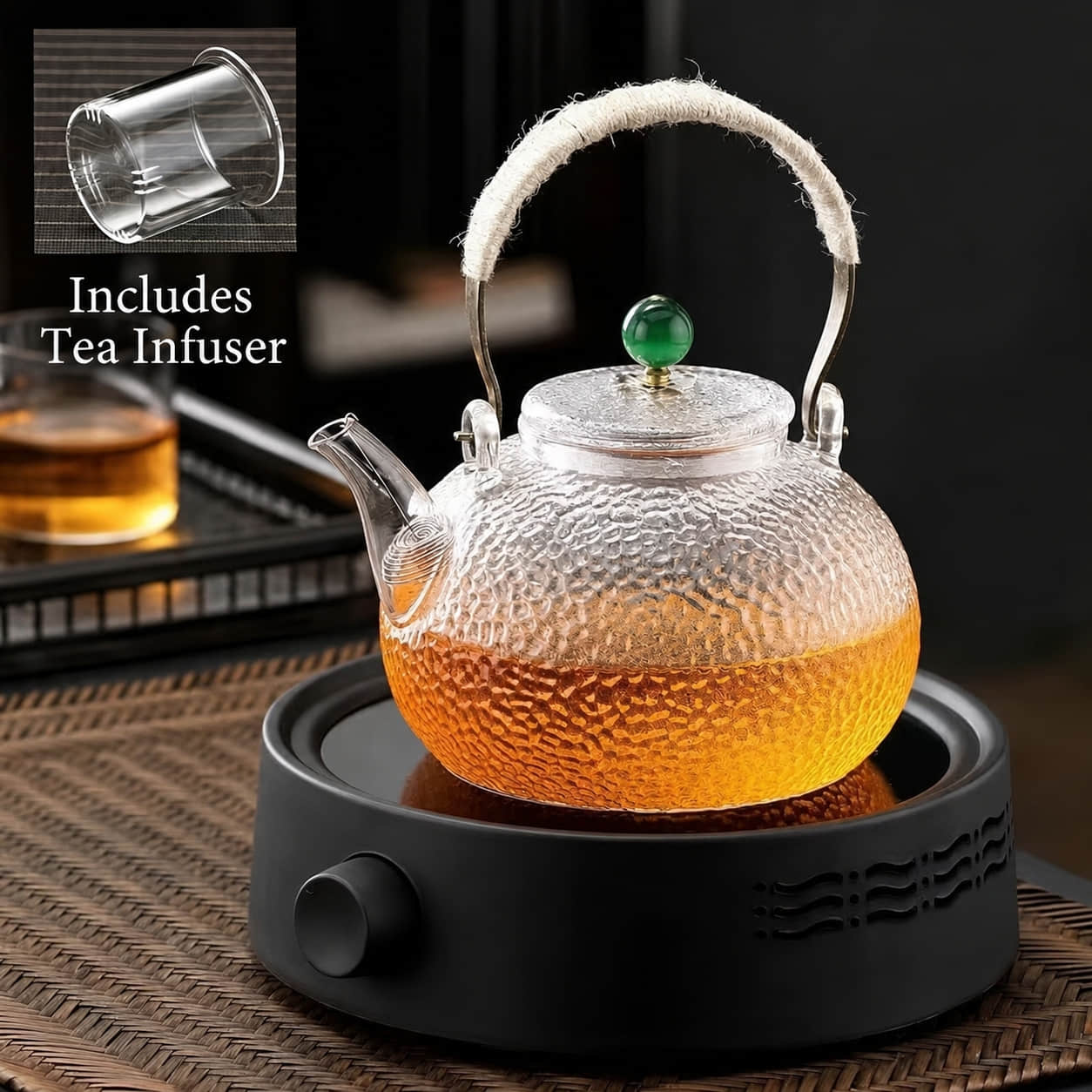 Hammer-patterned teapot