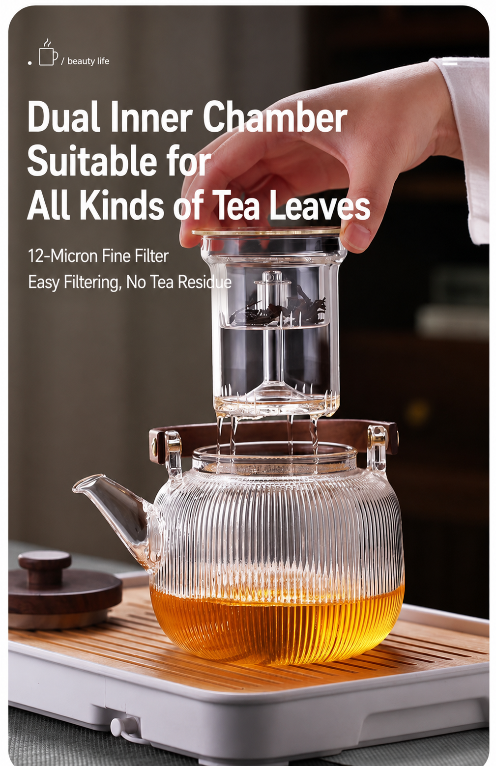 Vertical striped teapot