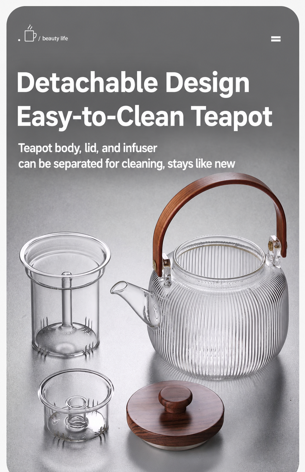 Vertical striped teapot