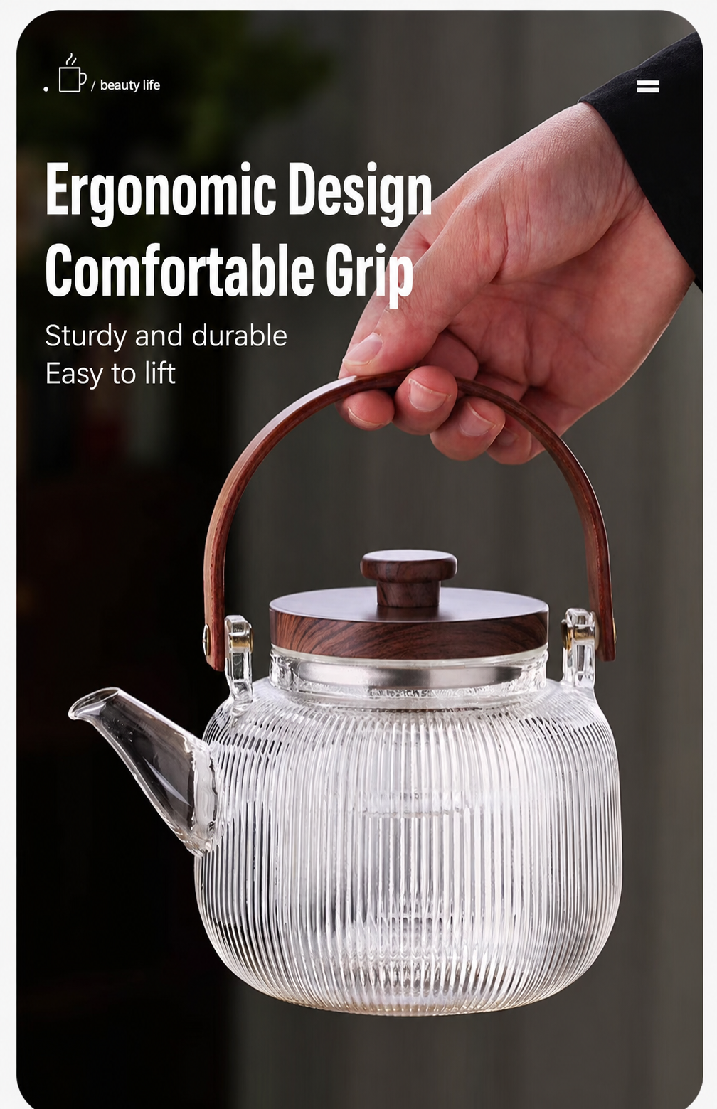 Vertical striped teapot