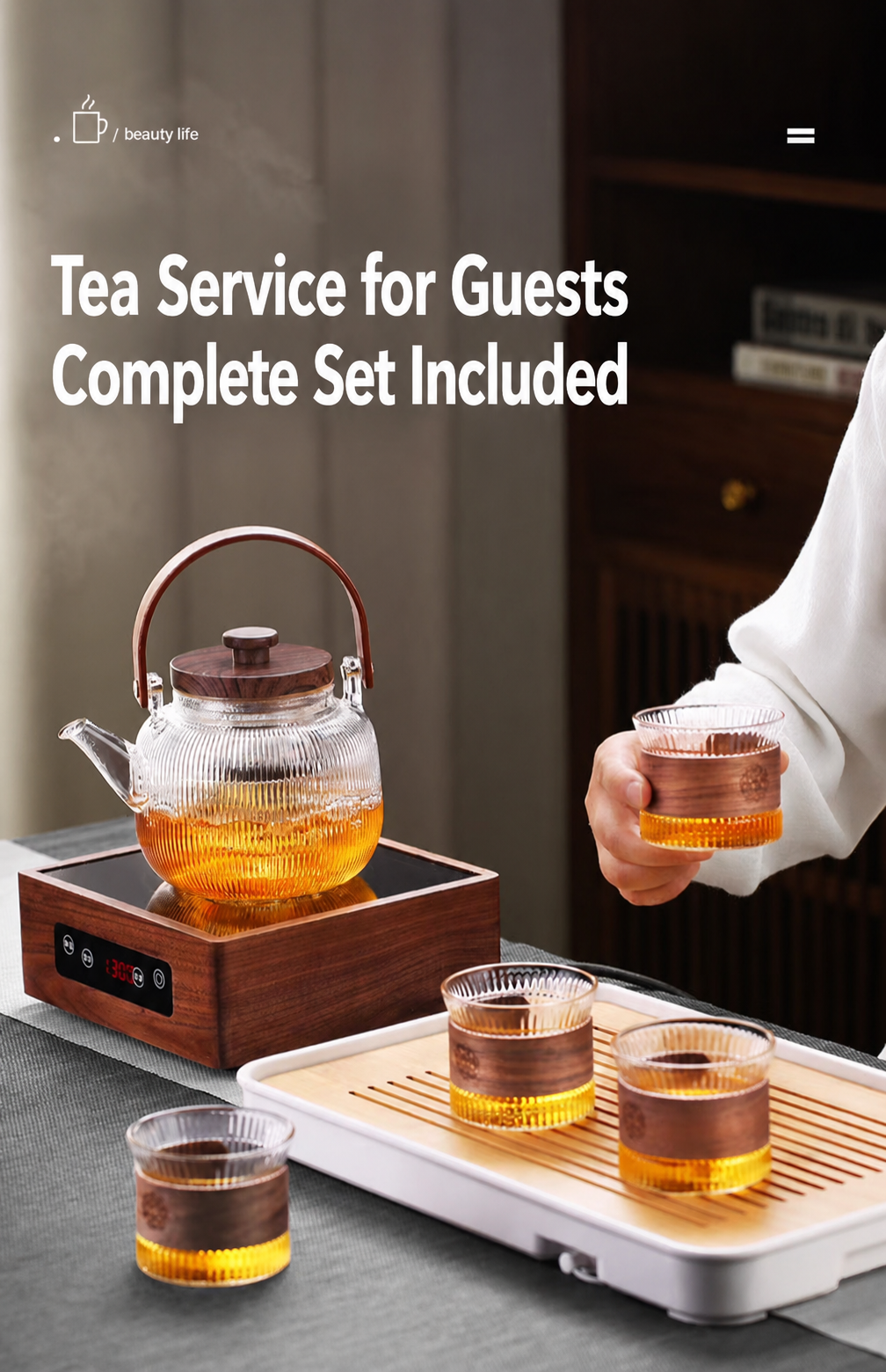 Vertical striped teapot