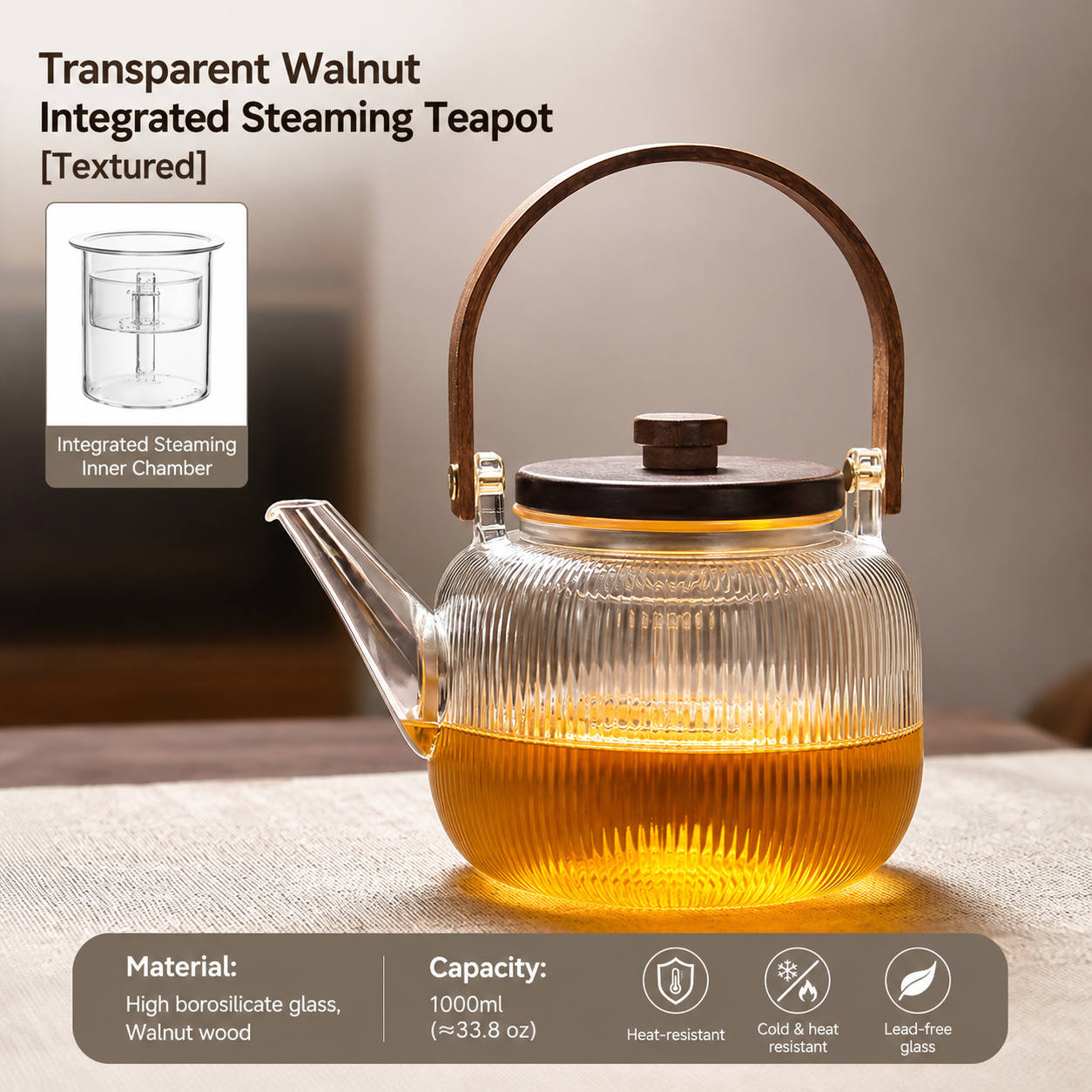 Vertical striped teapot