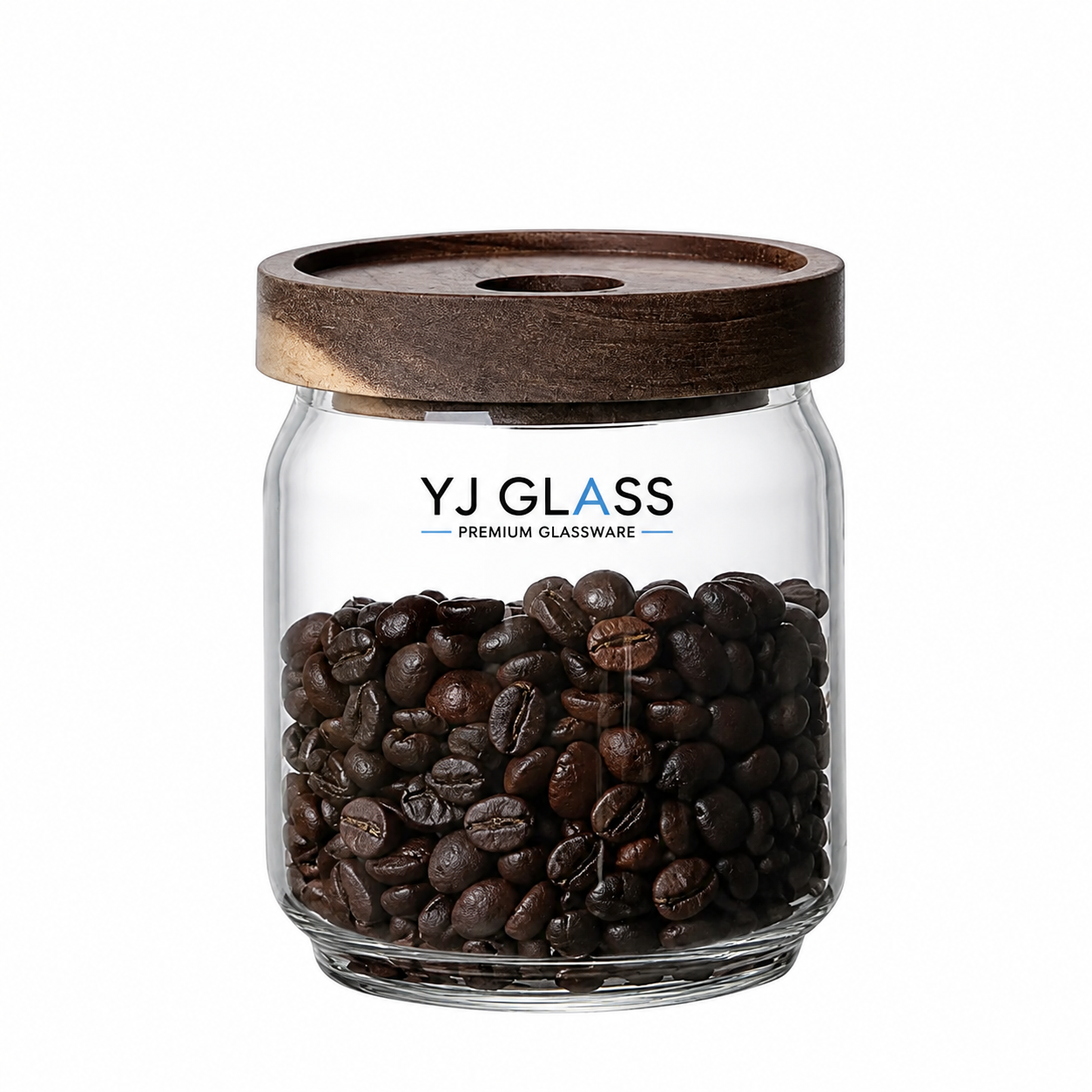 Acacia wood storage jar