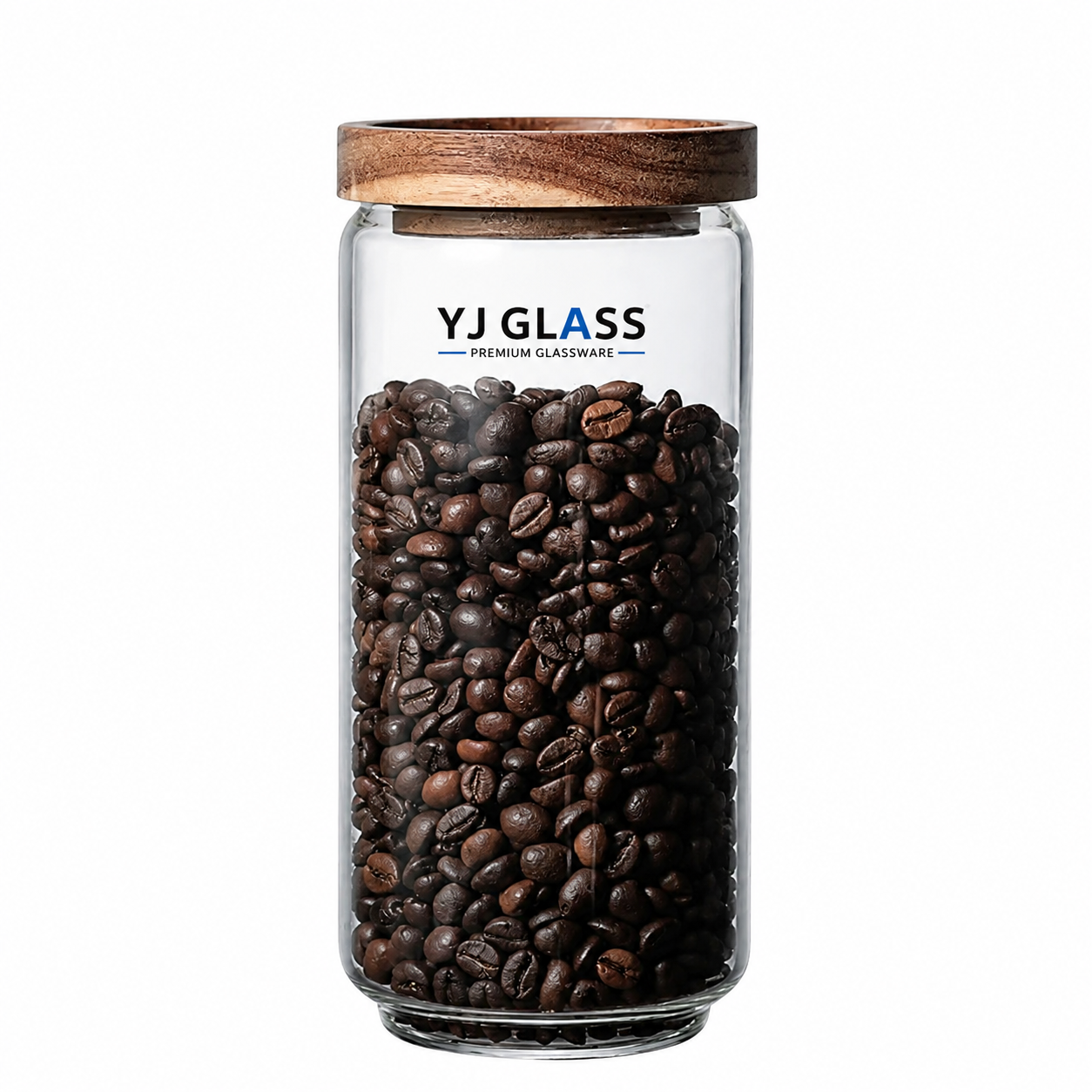 Acacia wood storage jar