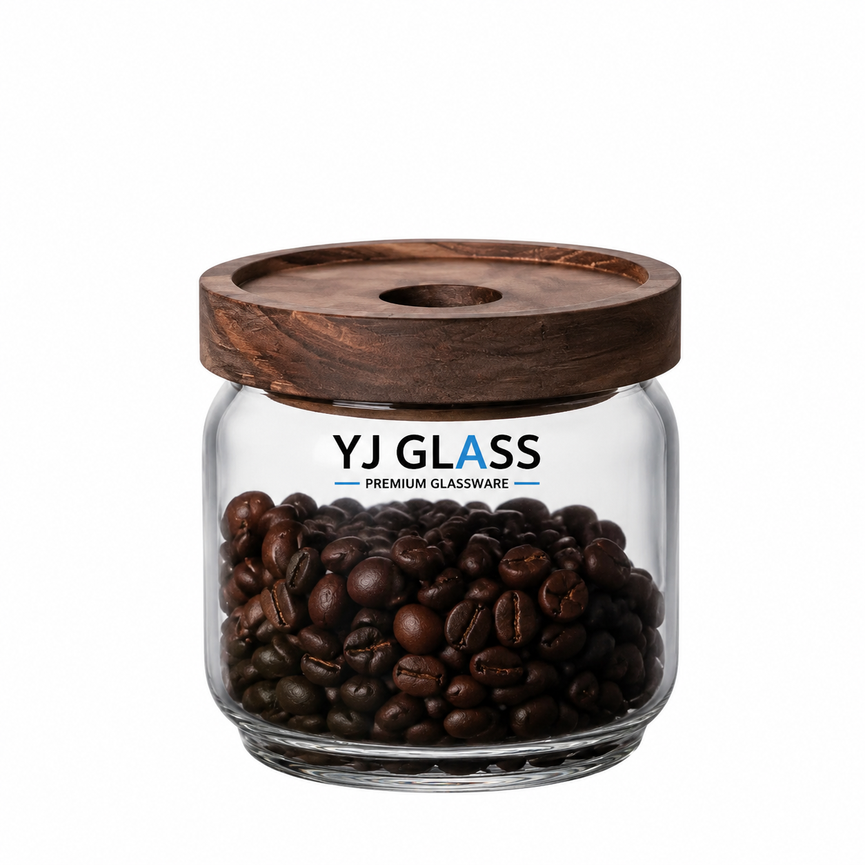 Acacia wood storage jar