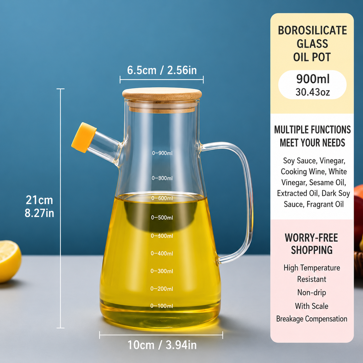 Straight mouthed oil bottle