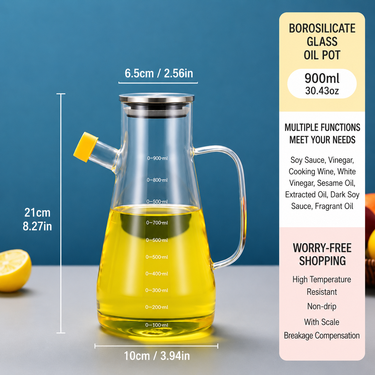 Straight mouthed oil bottle