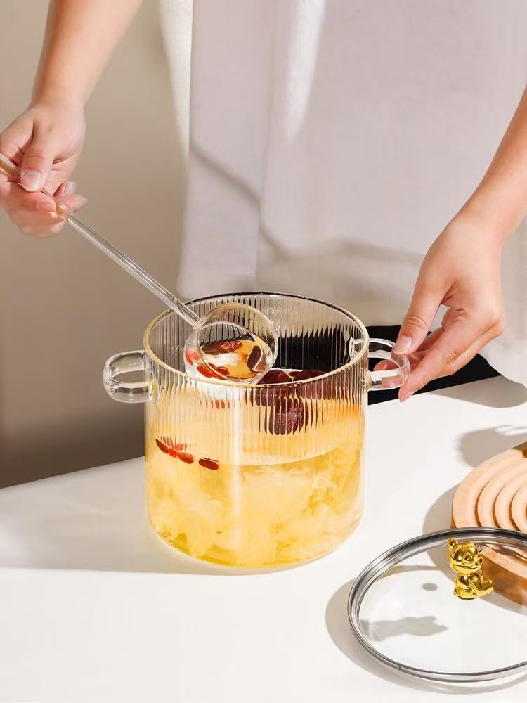 Vertical striped glass pot