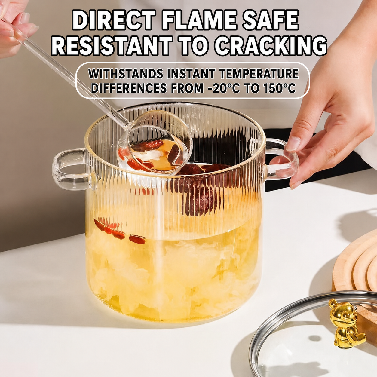 Vertical striped glass pot