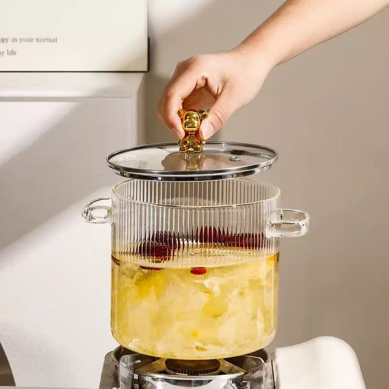 Vertical striped glass pot