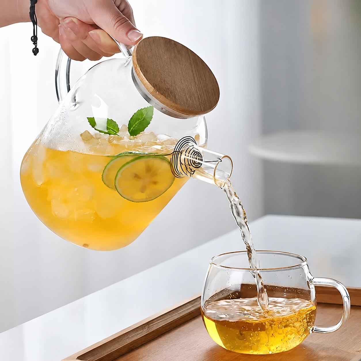 Bamboo covered teapot