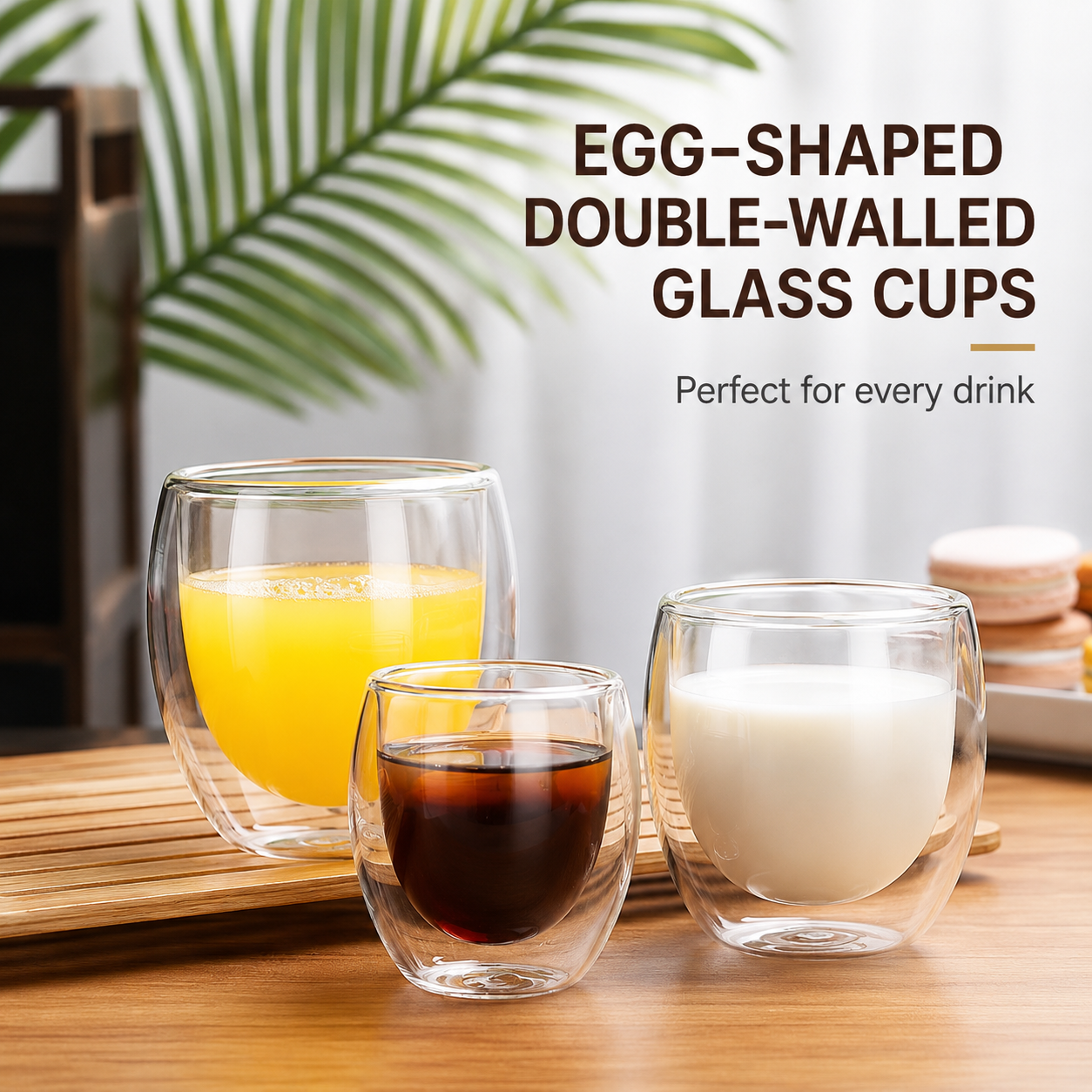 Egg shaped double-layer cup