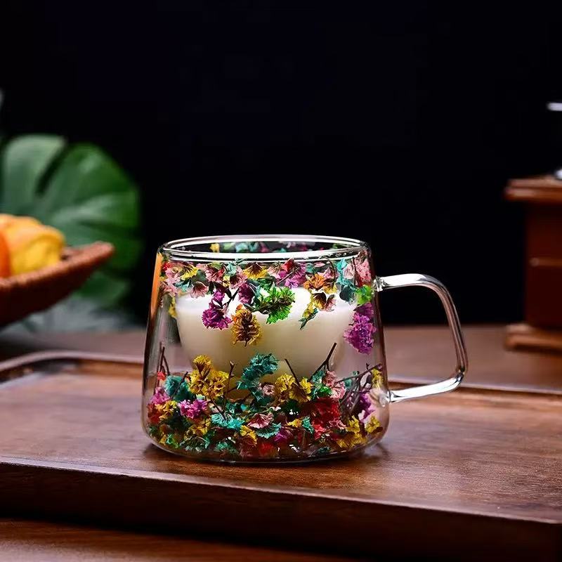 Double layered cup dried flowers